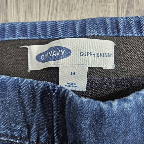 Old Navy Super Skinny Jean Womens 14 Blue Pull On Raw Hem Stretch Denim Jeggings - Picture 4 of 10